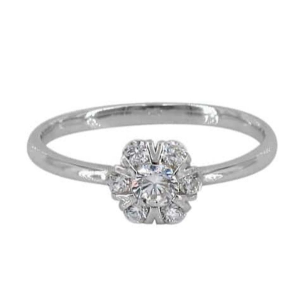 NWT Sterling Silver CZ flower ring 925